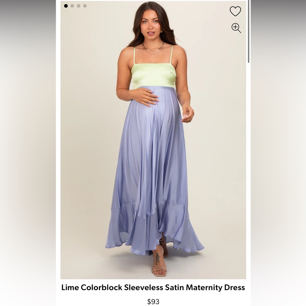 NWT Sz Medium PinkBlush Lime Colorblock Sleeveless Satin Maternity Dress